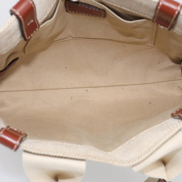 Chloe Woody Hand Bag Canvas White Auth ka7069