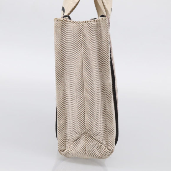 Chloe Woody Hand Bag Canvas White Auth ka7069