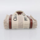 Chloe Woody Hand Bag Canvas White Auth ka7069-9