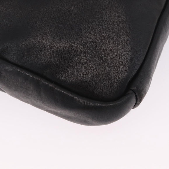 PRADA Shoulder Bag Leather Black Silver Auth ka7071V