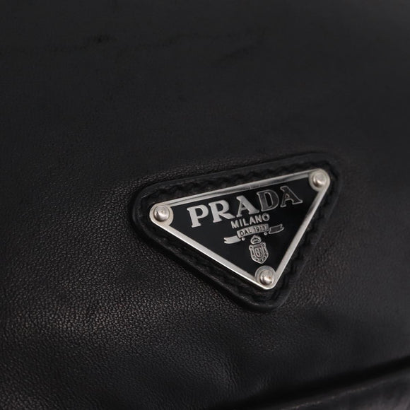 PRADA Shoulder Bag Leather Black Silver Auth ka7071V