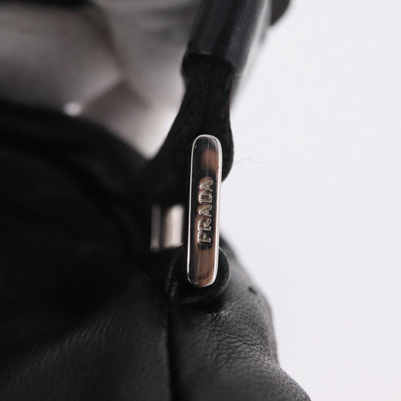 PRADA Shoulder Bag Leather Black Silver Auth ka7071V