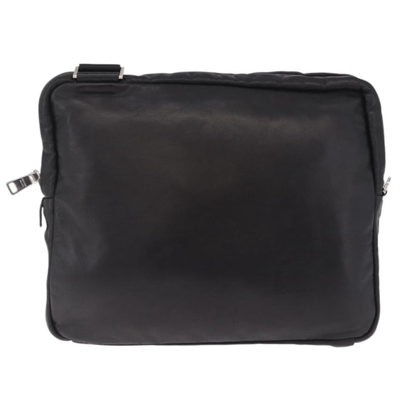 PRADA Shoulder Bag Leather Black Silver Auth ka7071V