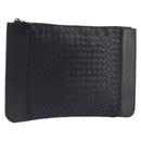 Bottega Veneta INTRECCIATO Clutch Bag Leather Black Auth ka7076-1