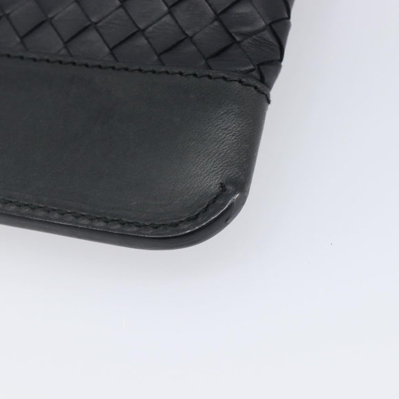 Bottega Veneta INTRECCIATO Clutch Bag Leather Black Auth ka7076