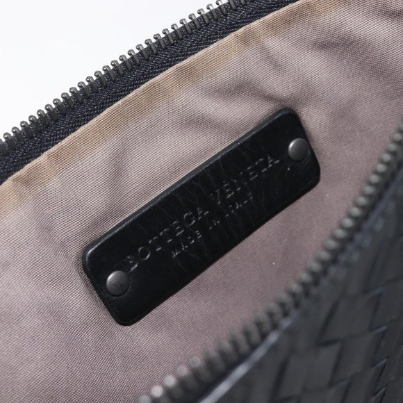 Bottega Veneta INTRECCIATO Clutch Bag Leather Black Auth ka7076