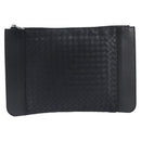 Bottega Veneta INTRECCIATO Clutch Bag Leather Black Auth ka7076-2