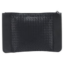 Bottega Veneta INTRECCIATO Clutch Bag Leather Black Auth ka7076-3