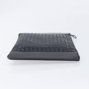 Bottega Veneta INTRECCIATO Clutch Bag Leather Black Auth ka7076-4