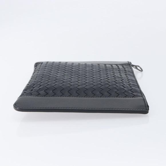 Bottega Veneta INTRECCIATO Clutch Bag Leather Black Auth ka7076