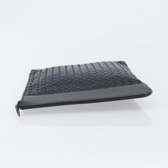 Bottega Veneta INTRECCIATO Clutch Bag Leather Black Auth ka7076