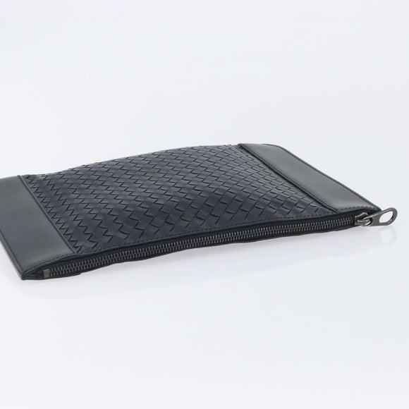 Bottega Veneta INTRECCIATO Clutch Bag Leather Black Auth ka7076