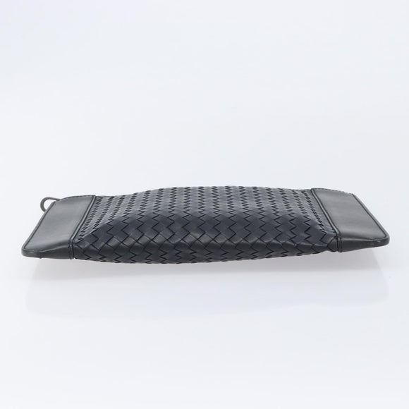 Bottega Veneta INTRECCIATO Clutch Bag Leather Black Auth ka7076