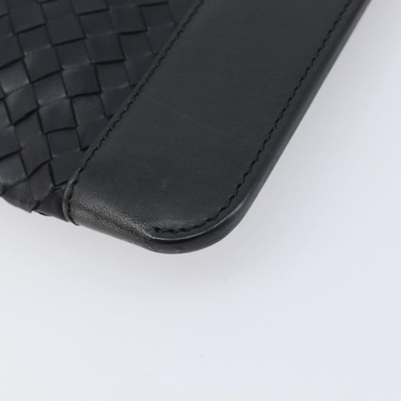 Bottega Veneta INTRECCIATO Clutch Bag Leather Black Auth ka7076