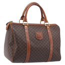 CELINE Macadam Canvas Boston Bag PVC Leather Brown Gold Auth ka7077-1
