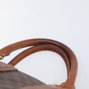 CELINE Macadam Canvas Boston Bag PVC Leather Brown Gold Auth ka7077-10