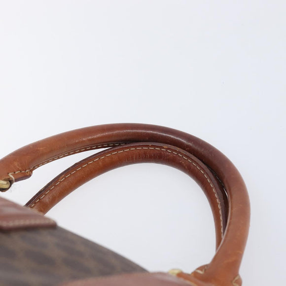 CELINE Macadam Canvas Boston Bag PVC Leather Brown Gold Auth ka7077