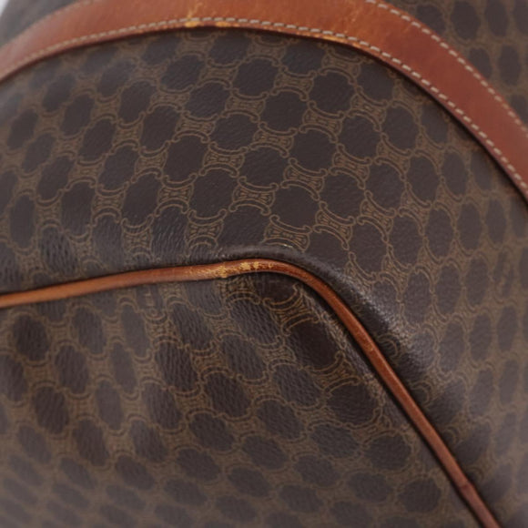 CELINE Macadam Canvas Boston Bag PVC Leather Brown Gold Auth ka7077