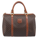 CELINE Macadam Canvas Boston Bag PVC Leather Brown Gold Auth ka7077-2
