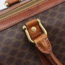 CELINE Macadam Canvas Boston Bag PVC Leather Brown Gold Auth ka7077-20