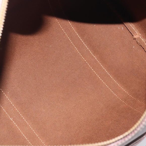CELINE Macadam Canvas Boston Bag PVC Leather Brown Gold Auth ka7077
