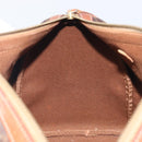 CELINE Macadam Canvas Boston Bag PVC Leather Brown Gold Auth ka7077-23