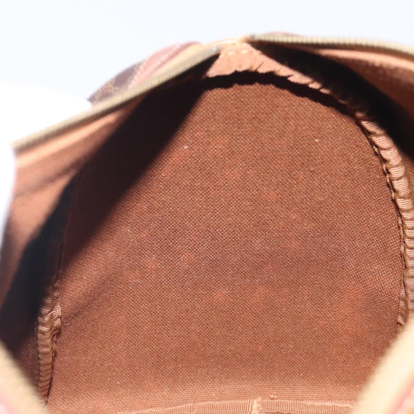 CELINE Macadam Canvas Boston Bag PVC Leather Brown Gold Auth ka7077