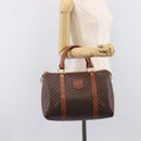 CELINE Macadam Canvas Boston Bag PVC Leather Brown Gold Auth ka7077-25