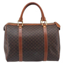 CELINE Macadam Canvas Boston Bag PVC Leather Brown Gold Auth ka7077-3