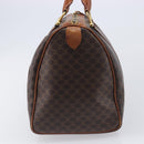 CELINE Macadam Canvas Boston Bag PVC Leather Brown Gold Auth ka7077-4