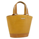 Burberrys Hand Bag Leather Yellow Gold Auth ka7079-1