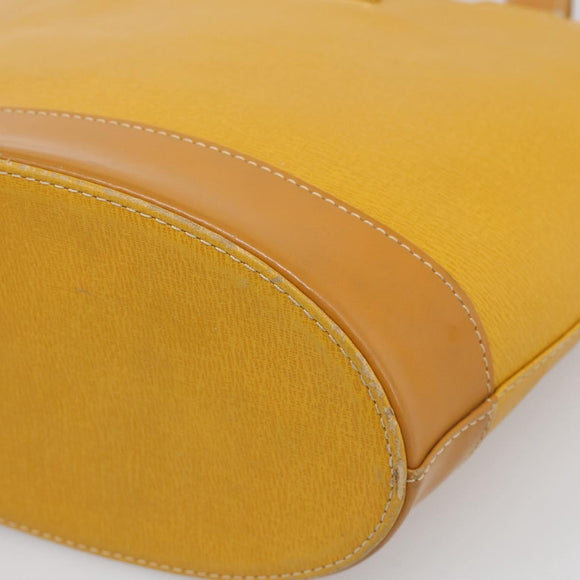 Burberrys Hand Bag Leather Yellow Gold Auth ka7079