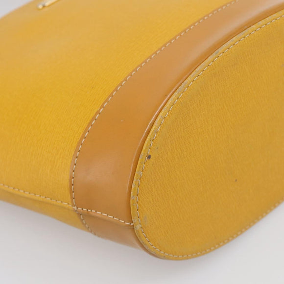 Burberrys Hand Bag Leather Yellow Gold Auth ka7079