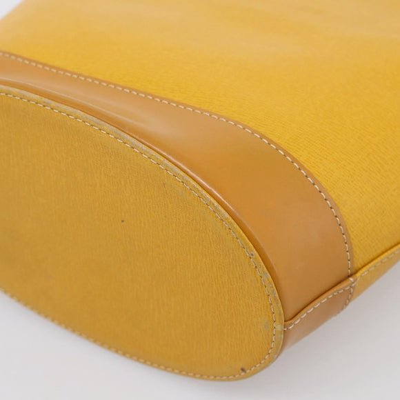 Burberrys Hand Bag Leather Yellow Gold Auth ka7079