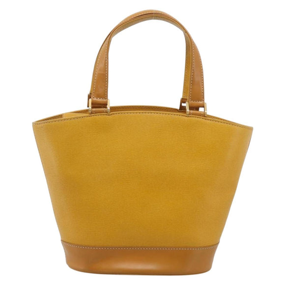Burberrys Hand Bag Leather Yellow Gold Auth ka7079