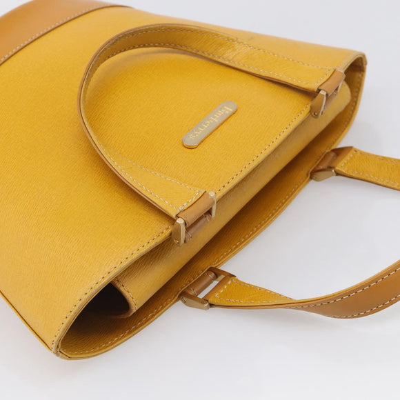 Burberrys Hand Bag Leather Yellow Gold Auth ka7079