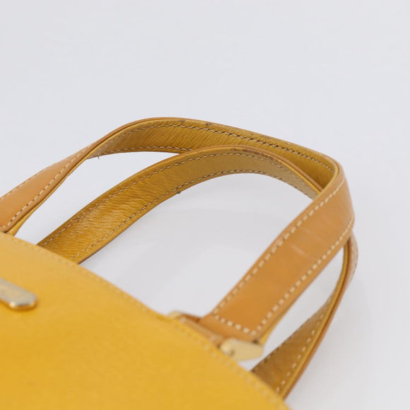 Burberrys Hand Bag Leather Yellow Gold Auth ka7079