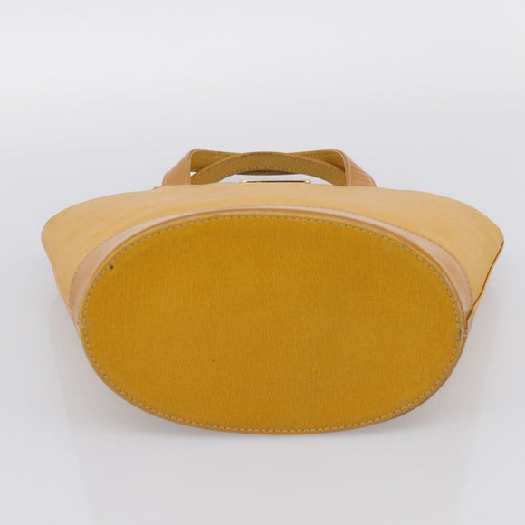 Burberrys Hand Bag Leather Yellow Gold Auth ka7079