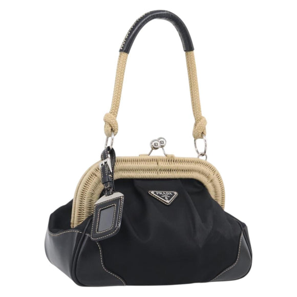 PRADA Hand Bag Nylon Black Silver Auth ka7080V