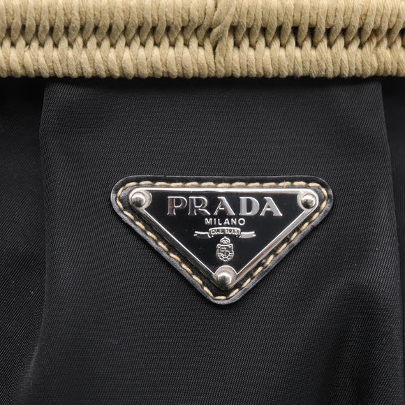 PRADA Hand Bag Nylon Black Silver Auth ka7080V
