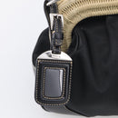 PRADA Hand Bag Nylon Black Silver Auth ka7080V-15