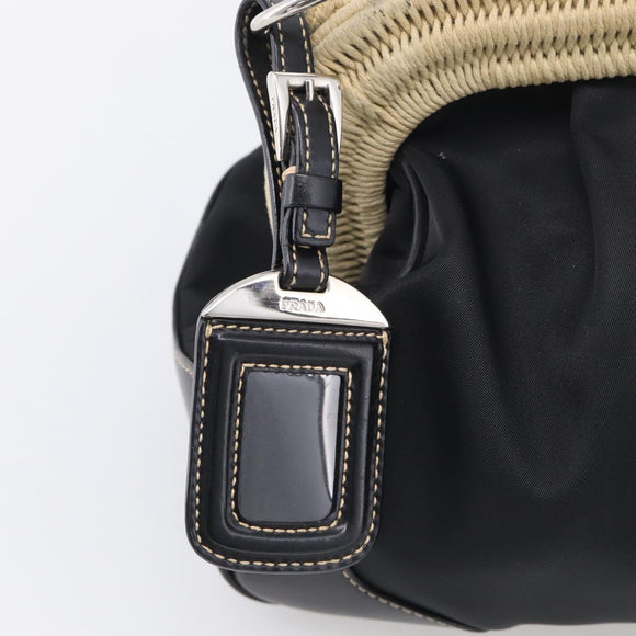 PRADA Hand Bag Nylon Black Silver Auth ka7080V