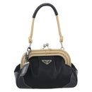 PRADA Hand Bag Nylon Black Silver Auth ka7080V-2