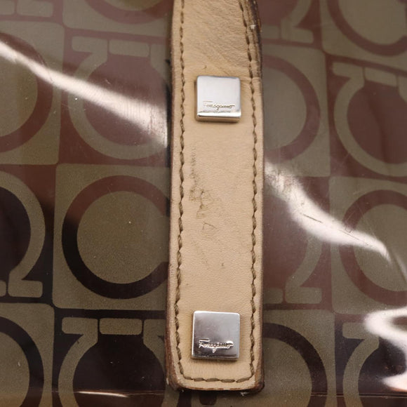 Salvatore Ferragamo Tote Bag Vinyl Clear Silver Auth ka7081