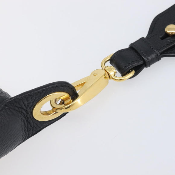 PRADA Shoulder Bag Leather Black Gold Auth ka7084V