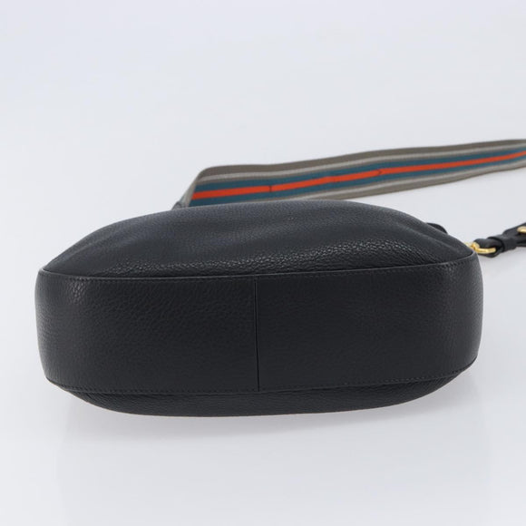 PRADA Shoulder Bag Leather Black Gold Auth ka7084V