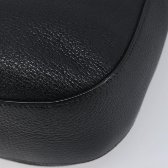 PRADA Shoulder Bag Leather Black Gold Auth ka7084V