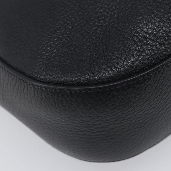 PRADA Shoulder Bag Leather Black Gold Auth ka7084V