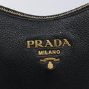 PRADA Shoulder Bag Leather Black Gold Auth ka7084V-16