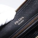 PRADA Shoulder Bag Leather Black Gold Auth ka7084V-18